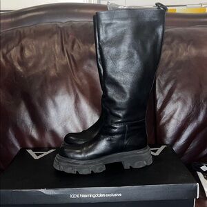 Black Leather Knee-High Boots